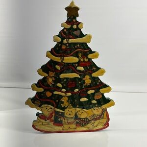 Vtg Transfar Int’l Corp Wooden Folk Art Christmas Tree Paper Towel Holder